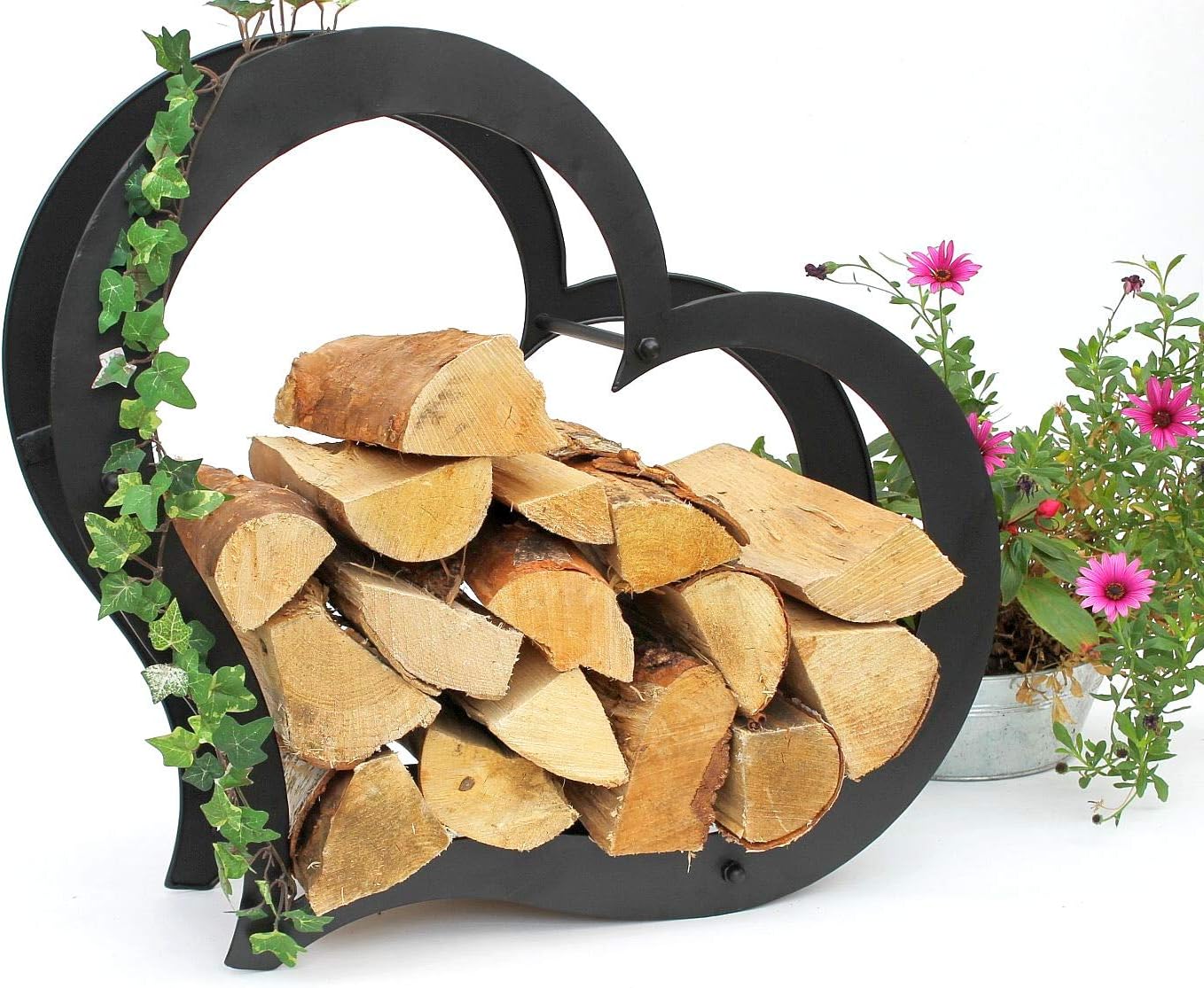DanDiBo Firewood Rack Interior Metal Heart Firewood Stand 66 cm 190135