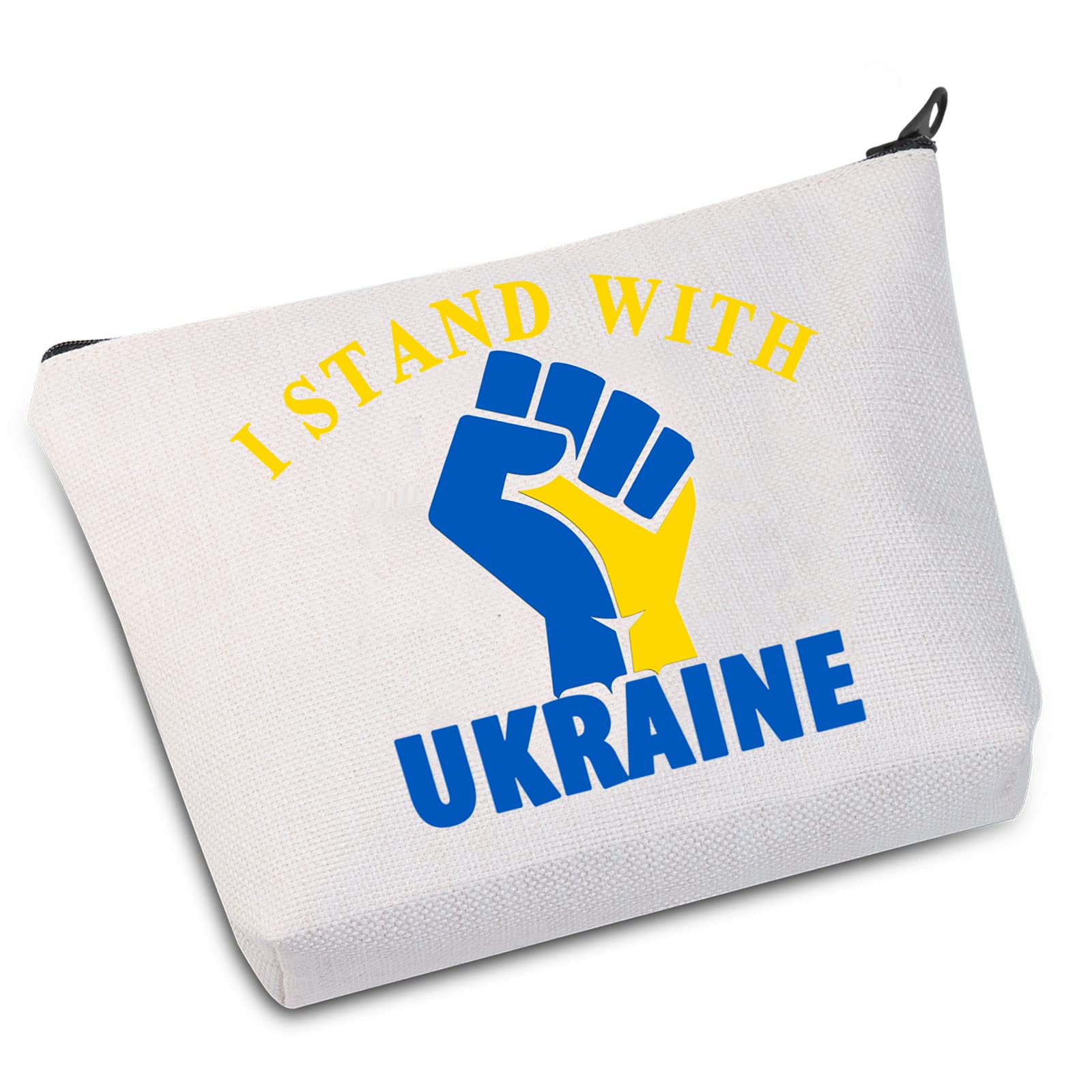 WZMPA I Stand With Ukraine Cosmetic Makeup Bag Support Ukraine Gift Nation Ukrainian Makeup Zipper Pouch Bag For Women Girls, Stand With Ukraine