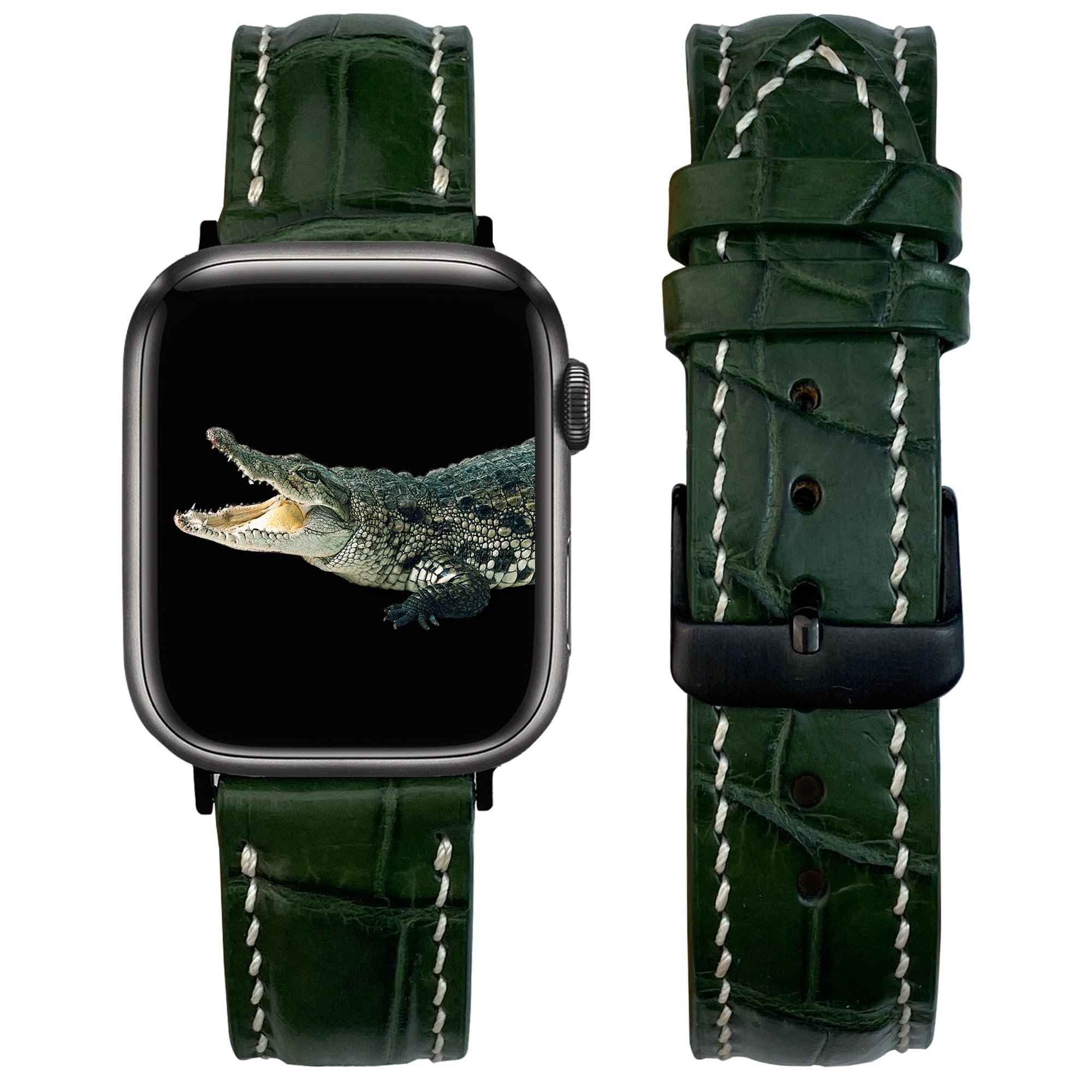 Green Alligator Watch Strap Compatible with Apple