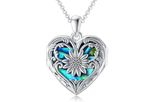 SOULMEET Cameo Sunflower Heart Locket Necklace That Holds 3/4/5 Pictures, Sterling Silver You are My Sinshine Expandable Pict
