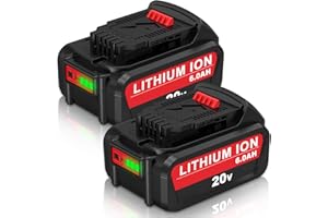 Fhybat 2 Packs 6.0Ah 20 Volt DCB206 Battery Replacement for Dewalt 20V Battery Compatible with Dewalt 20V Max Battery DCB206-2 DCB204 DCB204-2 DCB207 DCB203 DCB201 DCB200(Red)