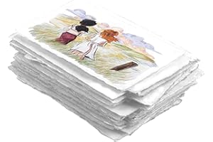 Wanderings Thick Handmade A6 Size Watercolor Paper with Deckle Edge - 4x6-300GSM - Premium White Cold Press Textured Mixed Media Paper Made with Recycled Cotton - 25 Loose Leaf Sheets