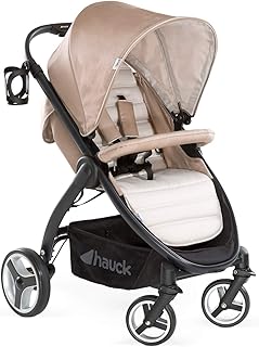 Hauck Lift Up 4 Buggy bis 25 kg mit Liegefunktion ab Geburt, mit einer Hand klein zusammenklappbar, höhenverstellbarer Teleskopschiebegriff, Getränkehalter, großer Korb, fungi (beige)