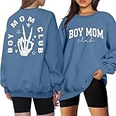LUKYCILD Overstimulated Moms Club Sweatshirt for Women Mama Shirt Oversized Mom Life Pullover Casual Long Sleeve Tops
