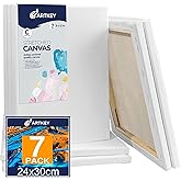 Stretched Canvases for Painting 9x12 Inch 7-Pack, 10 oz Triple Primed Acid-Free 100% Cotton Blank Canvas, Rectangular Canvas for Oil Paint Acrylics Pouring & Wet Art Media