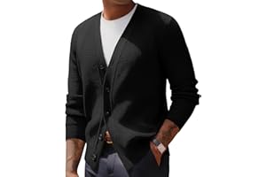 PJ PAUL JONES Mens Waffle Textured Cardigan Sweater Long Sleeve V-Neck Knitted Sweaters