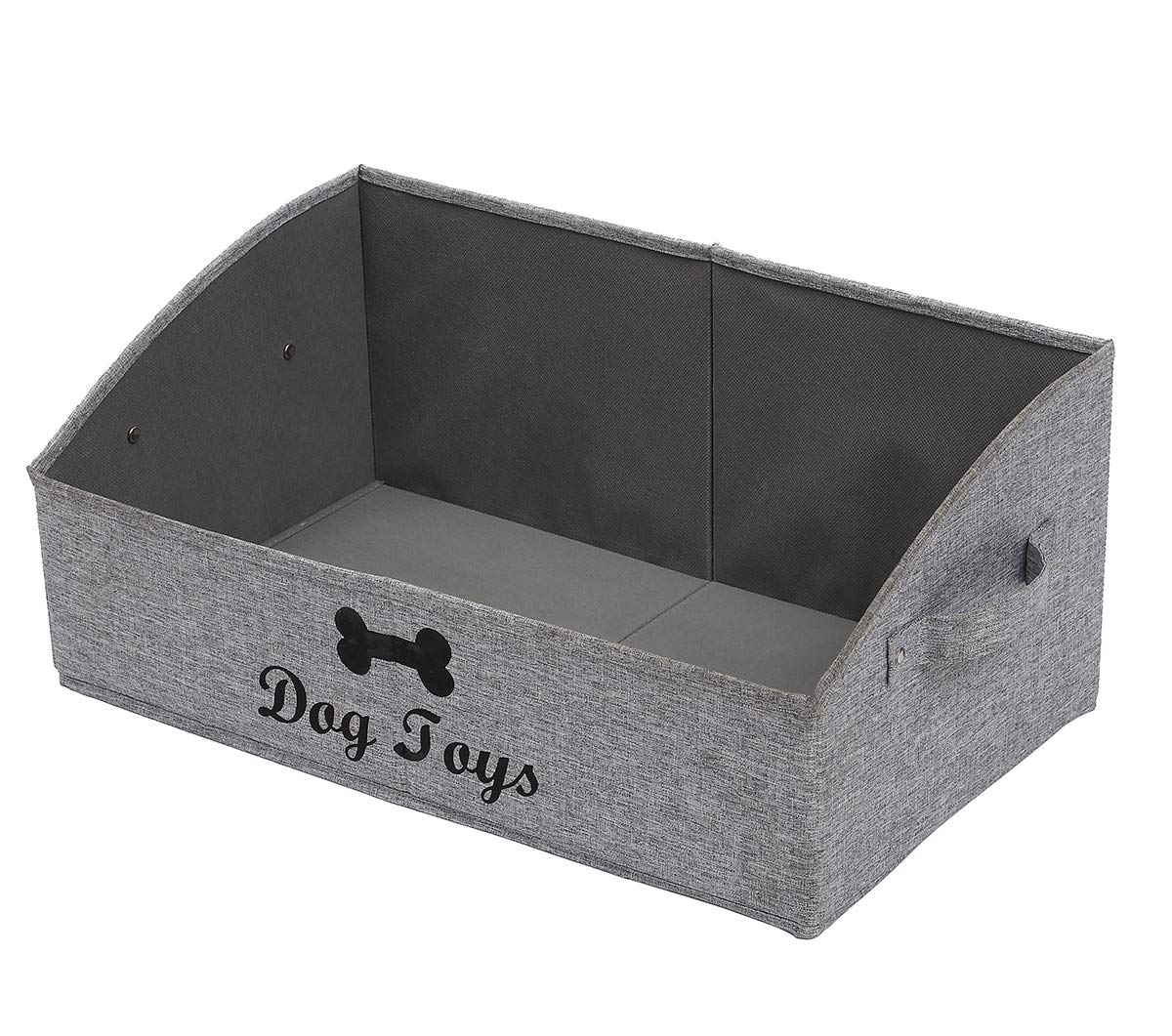 Geyecete Large dog toy bin dog toy box storage box - Foldable Fabric Trapezoid Organizer Boxes with Handle, Collapsible Basket for Dog Toys (Gray-DOG)