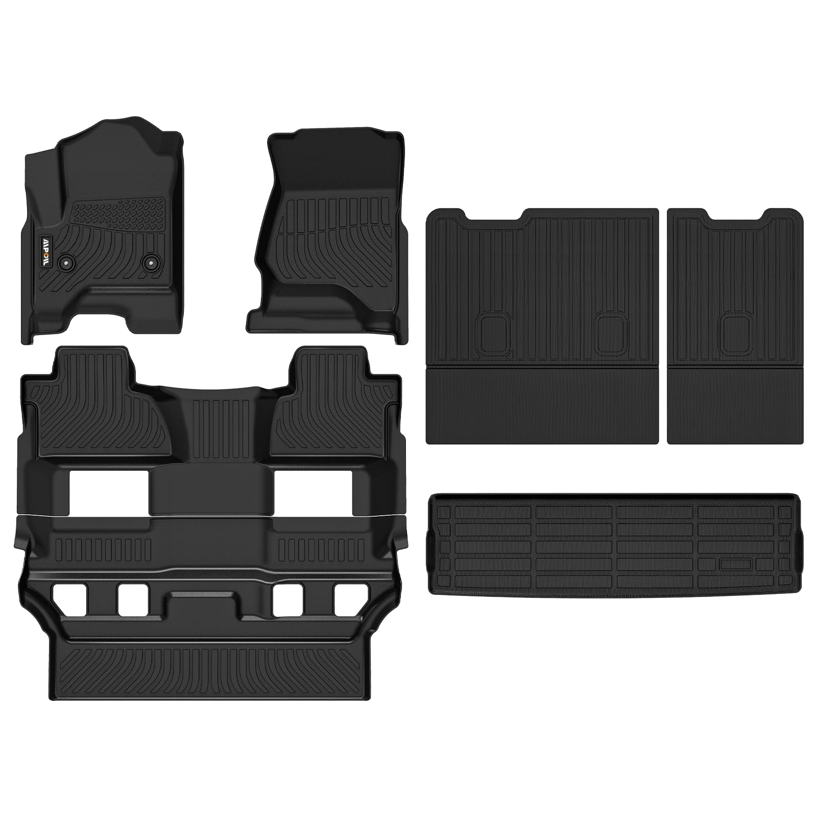 AIPOIL® Floor Mats & Cargo Liner & Seatback Cargo Set for 2015-2020 Chevrolet Chevy Tahoe & GMC Yukon (Bucket Seat) All Weather Protection TPE Anti-Slip Car Full Set Custom Car Mats Accessories -Black Image