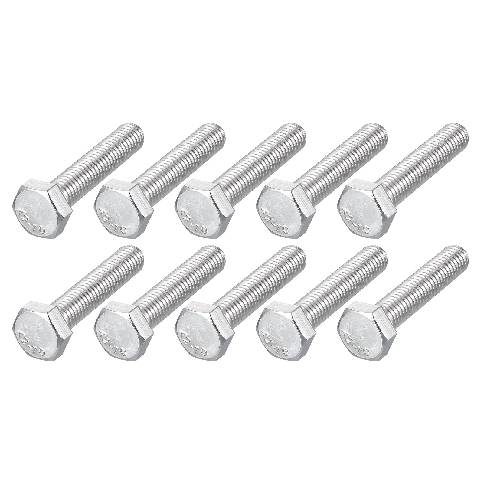 METALLIXITY Hex Bolts (M8-1.25x40mm) 20Pcs, 304 Stainless Steel Coarse Fully Threaded Hex Head Screw Bolt Machine Screws - for Furniture Repair, Silver