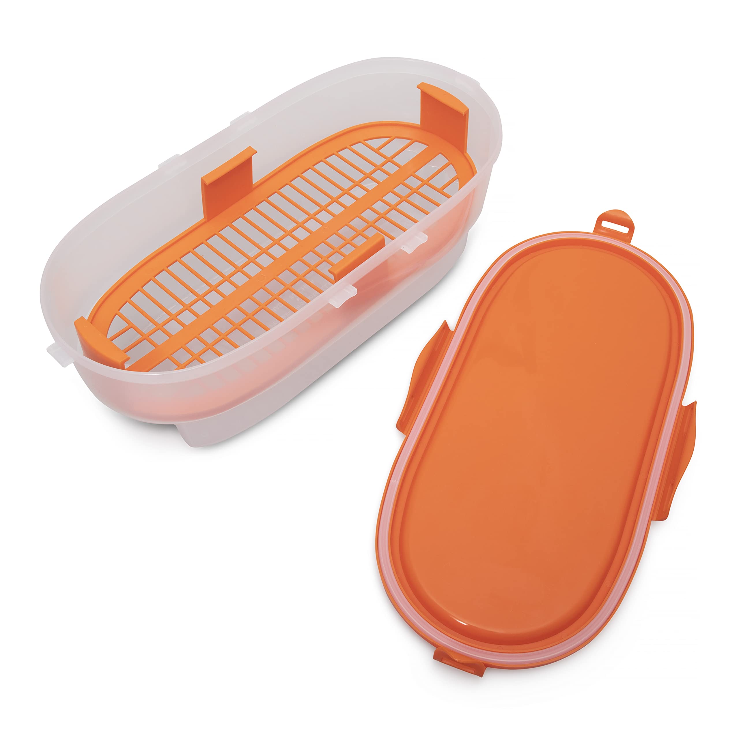 Premium Products Corp Easy Breader Batter Bowl All-in-1 Mess Breading Station Tray Snap-Shut Lid with Silicone Ring For Coating Fried or Baked Food With Deep Fry Cooking Thermometer(PPC-EBB-2021-01)