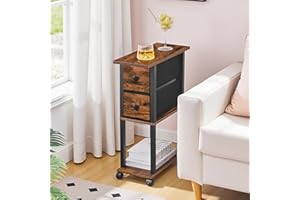 HOOBRO Small Narrow Side Table with Charging Station, Skinny End Table for Small Spaces, Slim Nightstand with USB Port Outlet