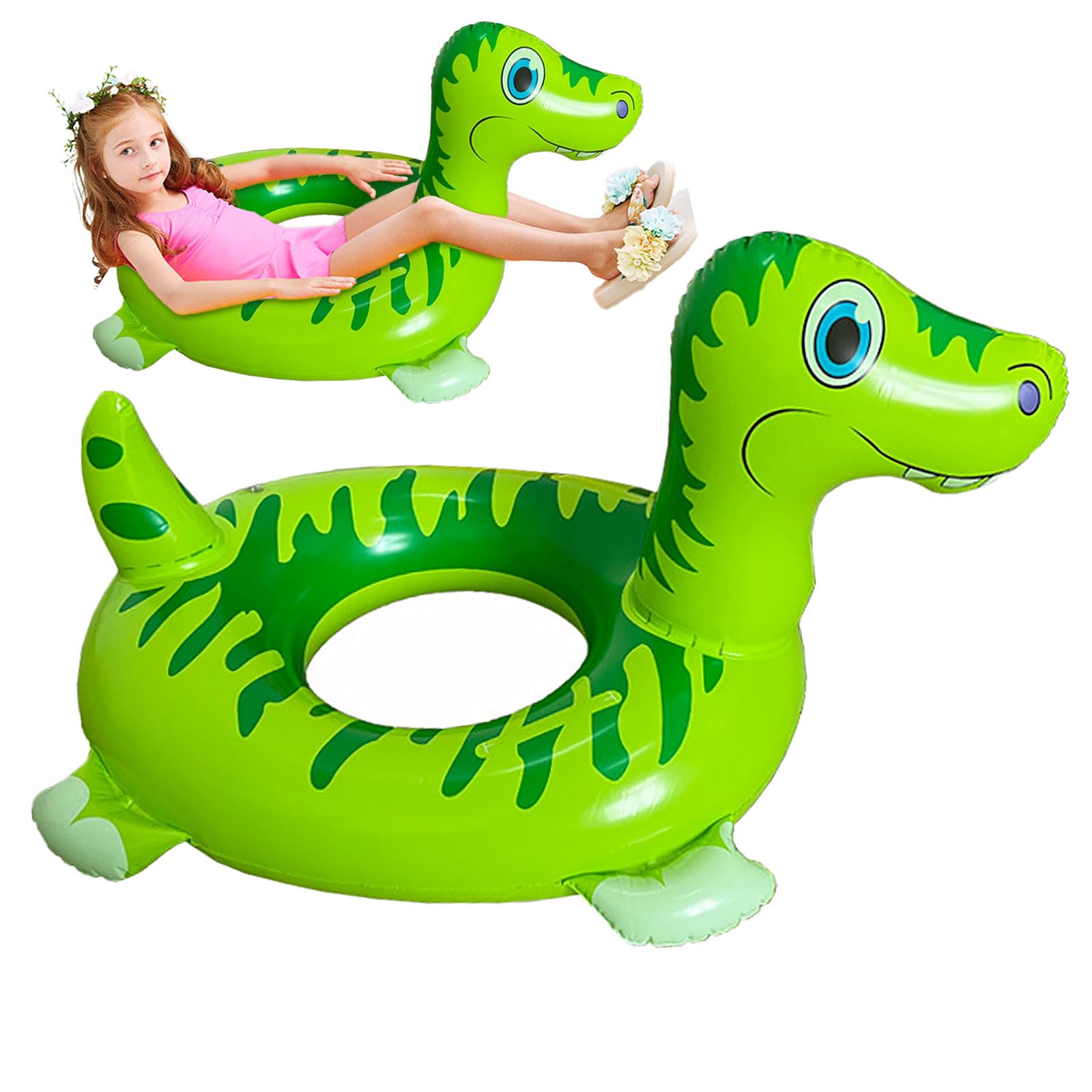 EUPSIIU Dinosaur Rubber Ring Pool Floats Swimming Pool Toys for Children,Safe Seat Inflatable Baby Swimming Float,Pool Inflatables for Kids,for Boys Girls Summer Beach Water Party Toys (green)