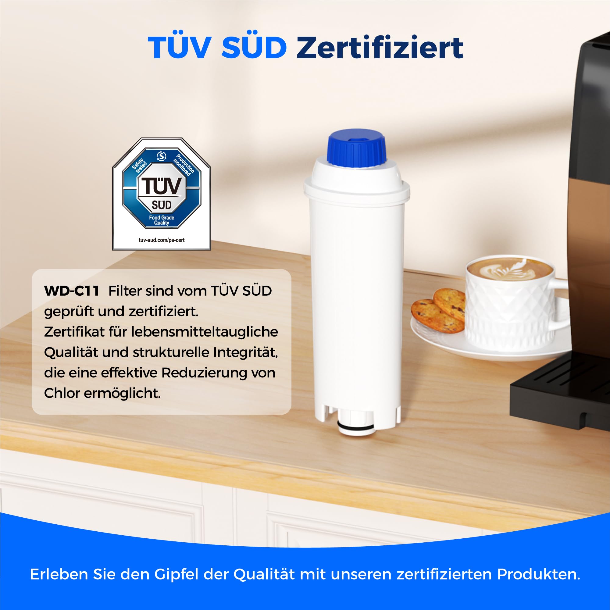Waterdrop Filterkartuschen, Ersatz für De'Longhi® Wasserfilter DLSC002, Kompatibel mit De'Longhi® Magnifica® S, Eletta® Explorer, Dinamica® und ECAM-Serie, Kaffeeautomat und Espressomaschine (6) 2