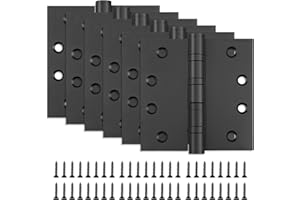 LITLANDSTAR 6 Pack Stainless Steel 4'' Door Hinges, 4in x 4in Heavy-Duty Ball Bearing Door Hinges with Square Corners for Exterior & Interior Doors, Black