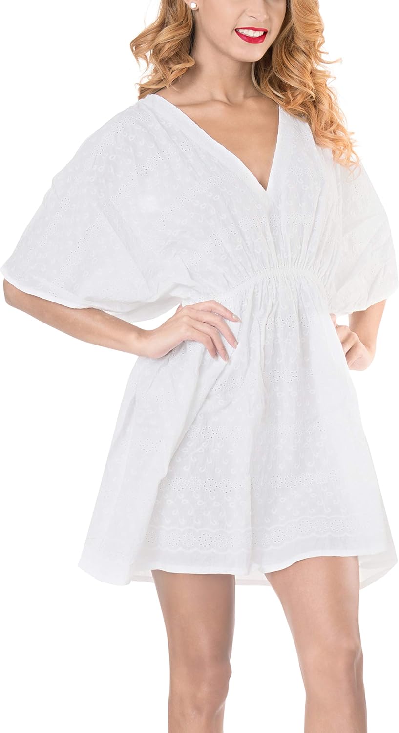 La Leela Cotton Solid Casual Women Cover Up White 6622 14 (M) 20 (XL