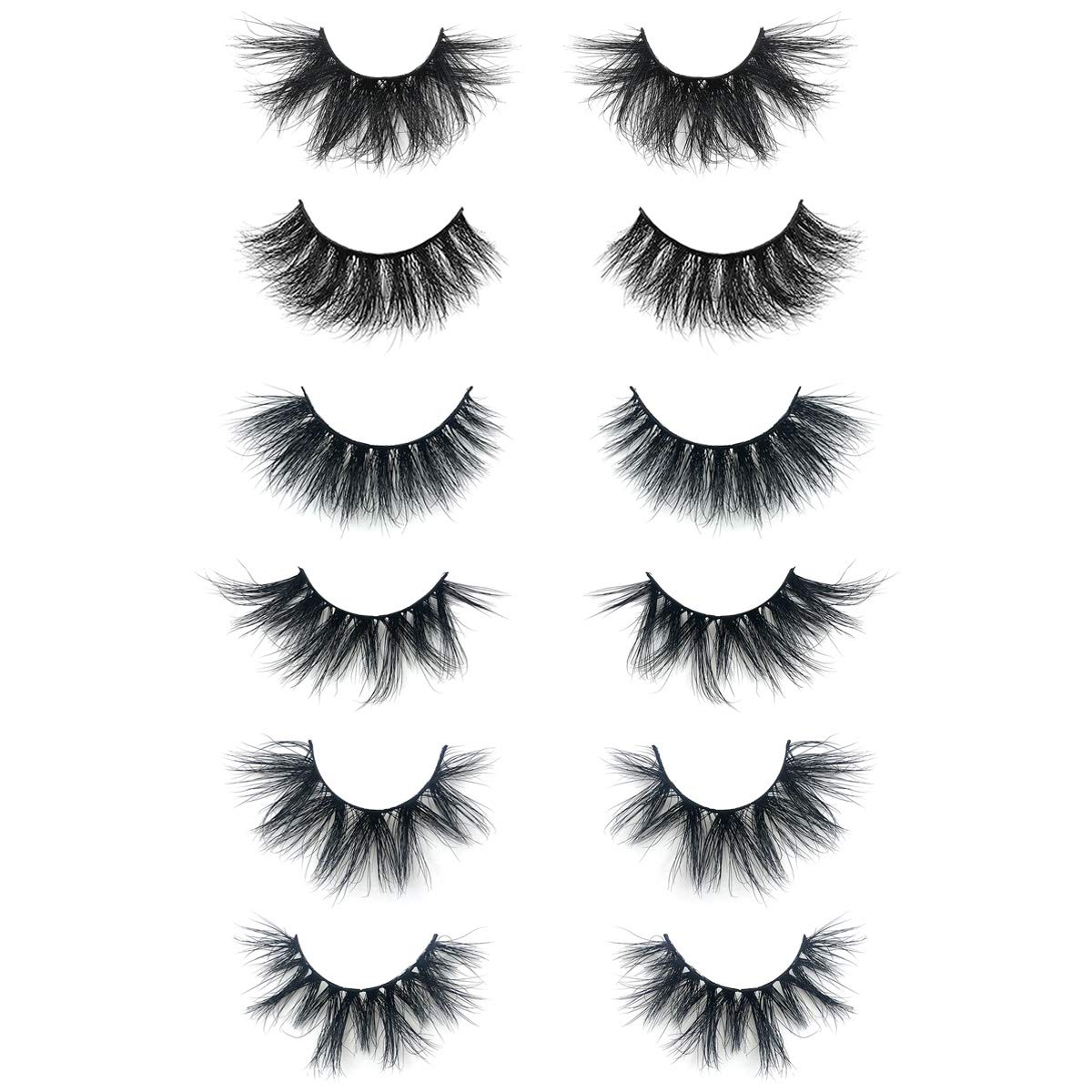 Mink Lashes bulk MIKIWI 6 Styles 30 Pack, 3D Mink Lashes wholesale,15-20mm Fluffy Long wispy lashes Real Mink Eyelashes