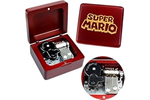 Sinzyo Music Box Vintage Wood Carved Mechanism Musical Boxs Gift for Birthday Valentine's Day Christmas Day(Super Mario Theme -Wine Red Box)