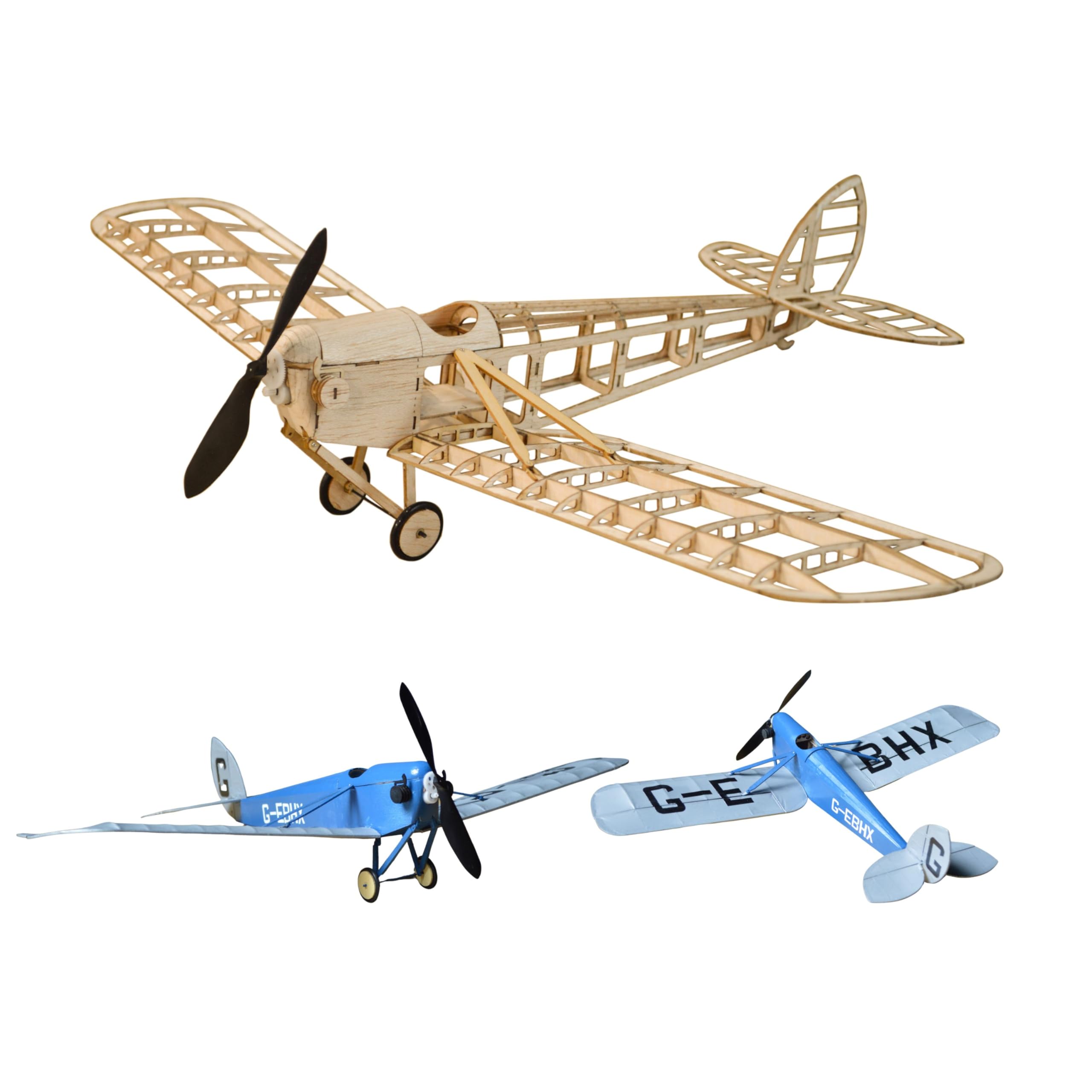 DH.53 Humming Bird Slow Flyer model aeroplane kit, scale 1:20, 500 mm wingspan, RC aeroplane model kit, model aeroplane to build yourself, laser-cut wooden components, 500 x 310 x 128 mm, 40 g RTF