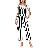 Magrank Womens Striped Bibs Overalls Cotton Denim Coveralls Stretch Jeans Jumpsuit
