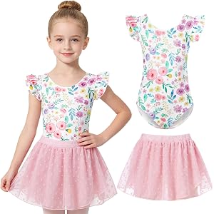 Funnycokid Girls Ballet Leotards Gymnastics Dance Dress Ballerina Outfit | Girls Ballet Tutu Outfit, Soft Gymnastics Ballerin