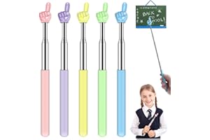 Retractable Teacher Pointer for Classroom Kids Reading, Dumero Extendable Finger Pointer Stick for School, Collapsible Finger Pointing Stick, Long Telescoping Hand Pointer, 5 Pack