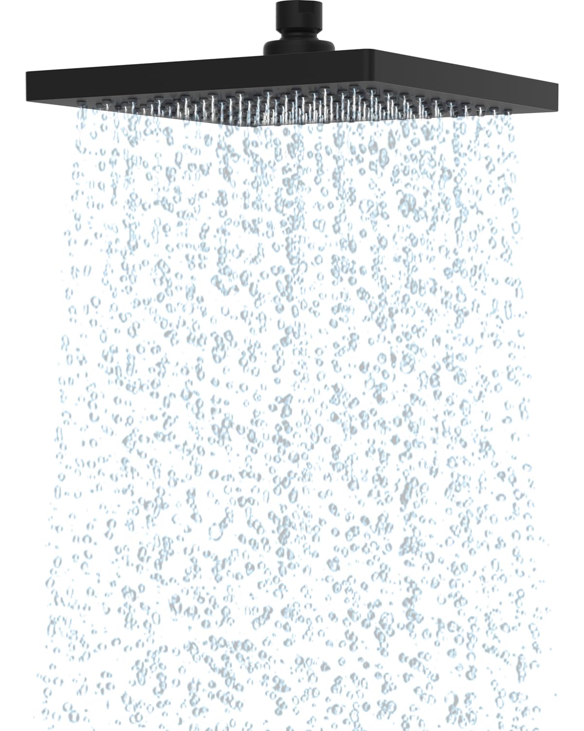 Hibbent Rain Shower Head 8 Inch, Stainless Steel Cover Rain Shower Head, Square Built-in Shower Heads, Swivelling Beam Angle, Lush Shower Experience, Easy Installation, Black — image 1