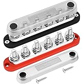 DAIERTEK 300A Bus Bar 12V Marine 12V Power Distribution Block with Cover 6 x 3/8'' (M10) Terminal Studs Max 300V AC 48V DC Po