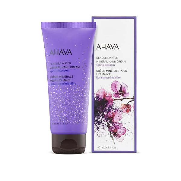 AHAVA DEAD SEA WATER MINERAL HAND CREAM, SPRING BLOSSOM – HAND MOISTURIZER FOR DRY CRACKED HANDS, LIGHT & FAST ABSORBING, ENRICHED WITH EXLUSIVE OSMOTER, WITCH HAZEL & ALLANTOIN, 3.4 FL.OZ
