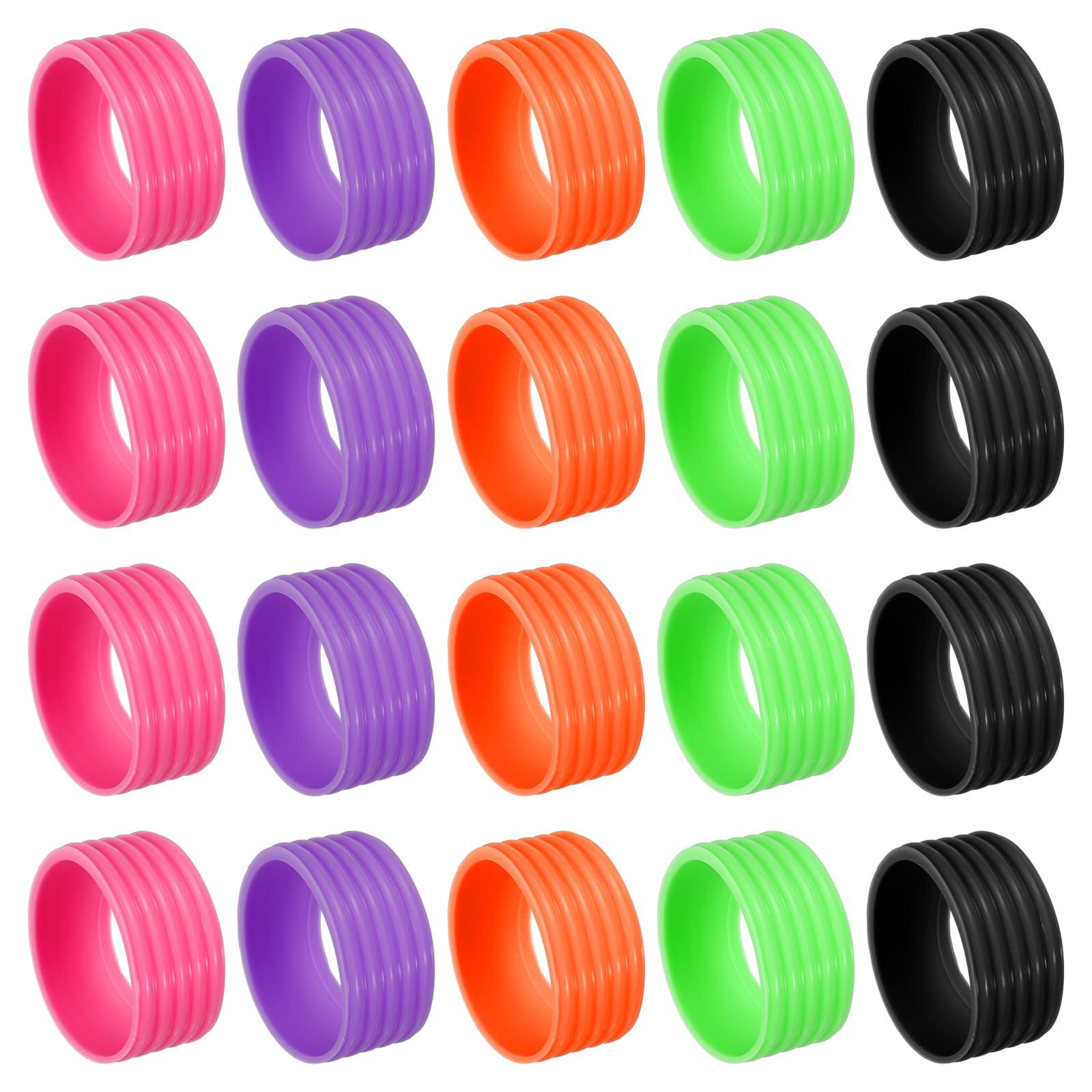 PATIKIL Badminton Racket Handle Grip Ring, 20 Pack Racquet Fix Ring Grip Band Rubber Ring Non-Slip Absorbent Overgrip in Place 5 Colors