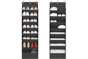 STORAGEIDEAS 2 Pack Shoe Organizer with 6 Extra Large Pockets and 4 Large Pocket, Over the Door Sturdy Closet Storage Rack, Hanging Shoe Organizer for Shoes, Sneakers, Black