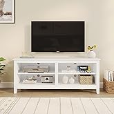 Panana TV Stand, Classic 4 Cubby TV Stand for 60 inch TV, Entertainment Center Media Television Stand for Living Room Bedroom (White, 55 inch)