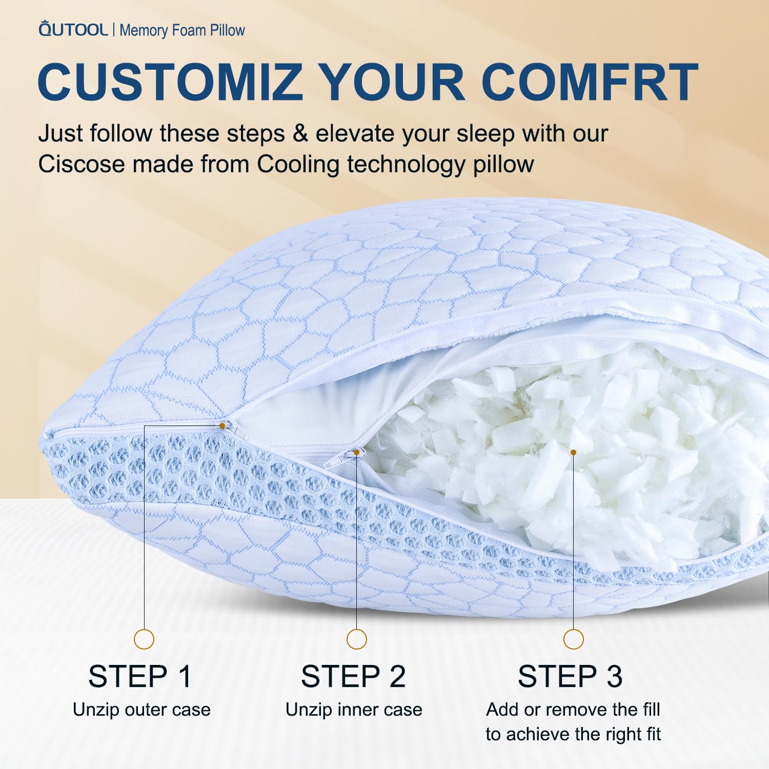 Enhanced Cooling Pillows for Sleeping, Shredded Memory Foam Pillows 2