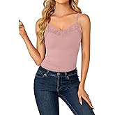 LYANER Women's Lace V Neck Camisole Adjustable Strap Cami Sleeveless Tank Undershirt Top