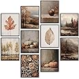Whaline 10Pcs Thanksgiving Fall Vintage Wall Art Prints Assorted Aesthetic Paper Posters Retro Autumn Scenery Picture Decoration for Gallery Living Room Bedroom Office, 8 x 10 Inch (Unframed)