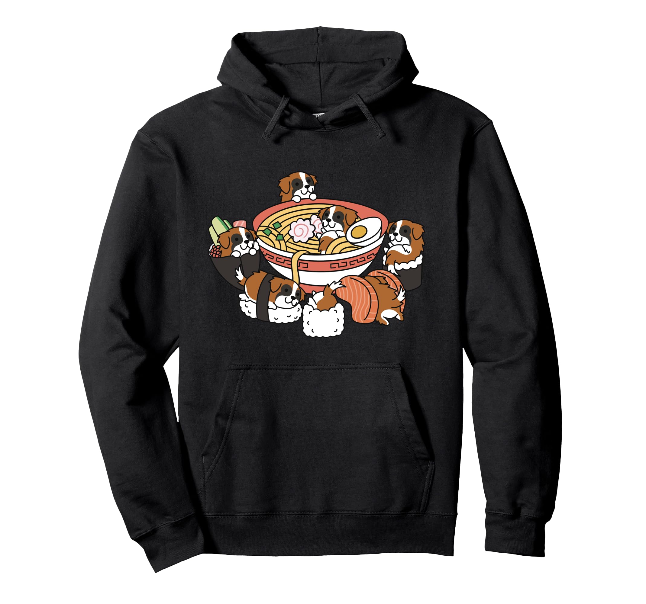 Ramen Sushi Saint Bernard Dog Pullover Hoodie