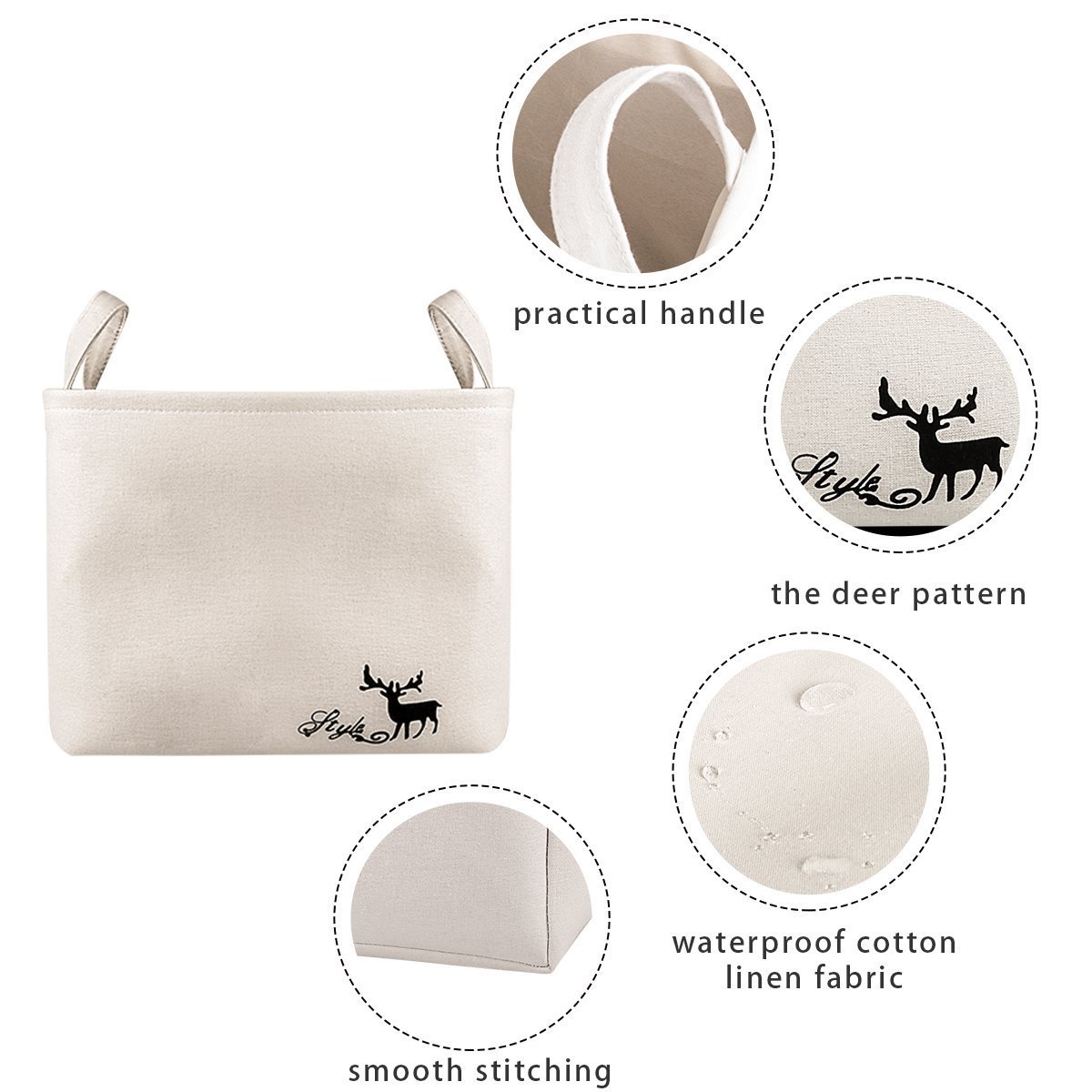 WISHPOOL Collapsible Storage Bin Baskets Foldable Canvas Fabric Storage Cube Bin Set With Handles For Home Laundry Closet (2-PACK 2) …