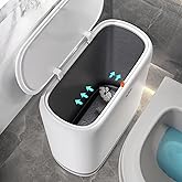 JOYBOS Bathroom Trash Cans,Adsorption Garbage Can with Press Type Lid,10L Dogproof Slim Plastic Narrow Trash Bin,3 Gallon Garbage Bin for Home,Office and Narrow Place