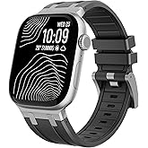 Raycarrey AP Luxury Sport Bands for Apple Watch Band Ultra 3/2/1 49mm 46mm 45mm 44mm 42mm 41mm 40mm 38mm Men Women, Silicone Rubber Strap with Metal Connector for iWatch Series 11 10 9 8 7 6 5 4 10 SE