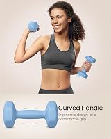 SONGMICS 2 x 3 kg Neoprene Dumbbells Hexagonal Pale Blue view 3