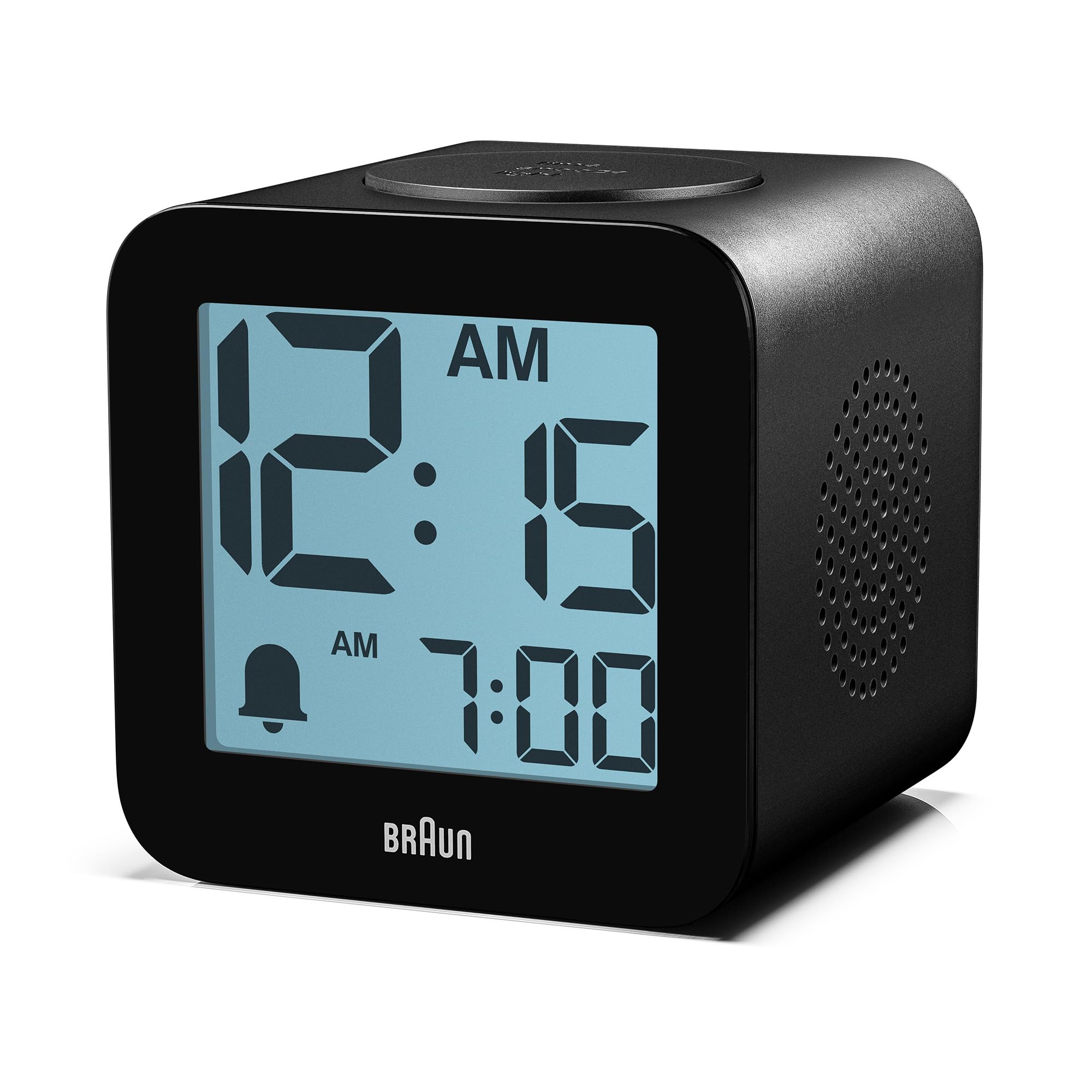 Braun Digital Speaking Alarm Clock with Snooze, Positive LCD Display, Spoken Setting Options, Crescendo Beep Alarm in Black, model BC25BP