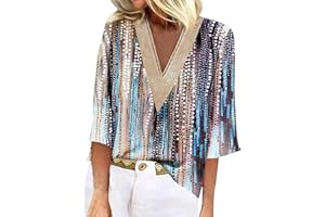 FQZWONG 3/4 Length Sleeve Womens Tops Summer Outfits for Women Casual Ladies V Neck T Shirts Trendy Blouses Vacation Outfits