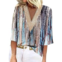 3/4 Length Sleeve Womens Tops 3/4 Length Sleeve