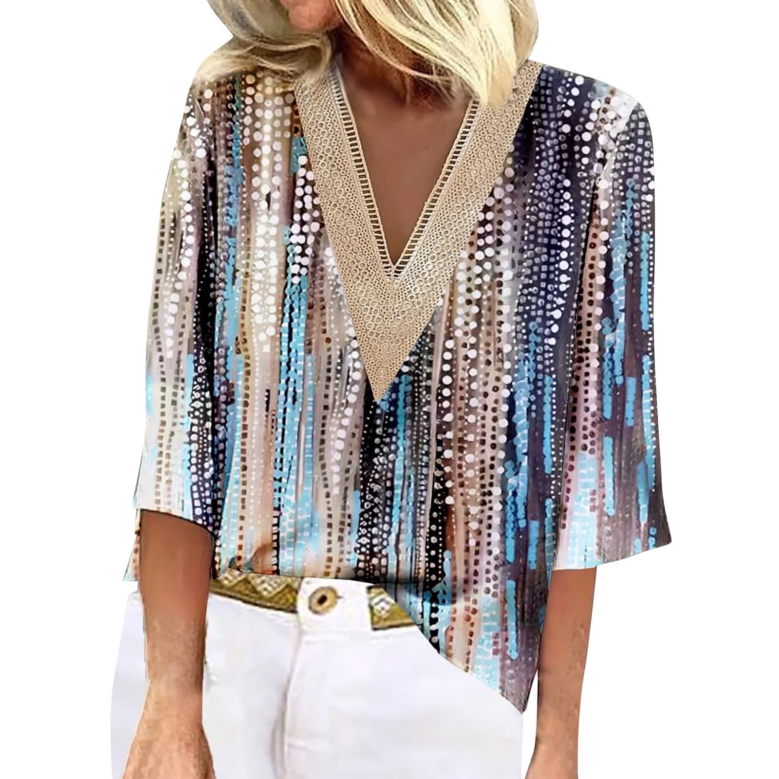 3/4 Length Sleeve Womens Tops 3/4 Length Sleeve