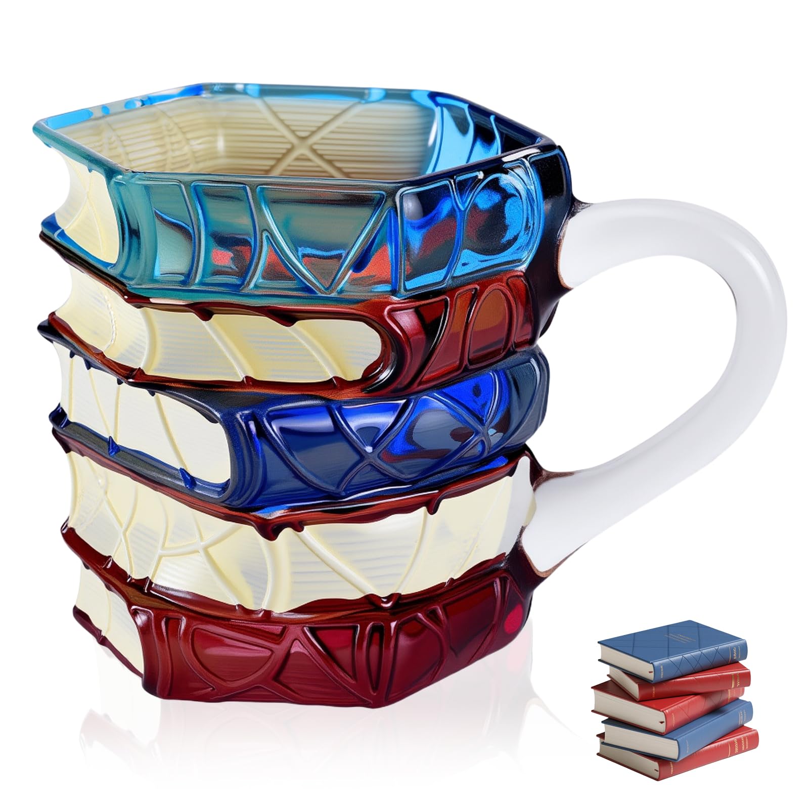 Photo 1 of (missing spoon) Trxvxo 1 PCS Painted Book Mug, 3D Hand Painted Coffee Cup,7 OZ Stained Glass Coffee Mug