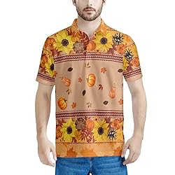 HUGS IDEA Mens Short Sleeve Shirt Thanksgiving
