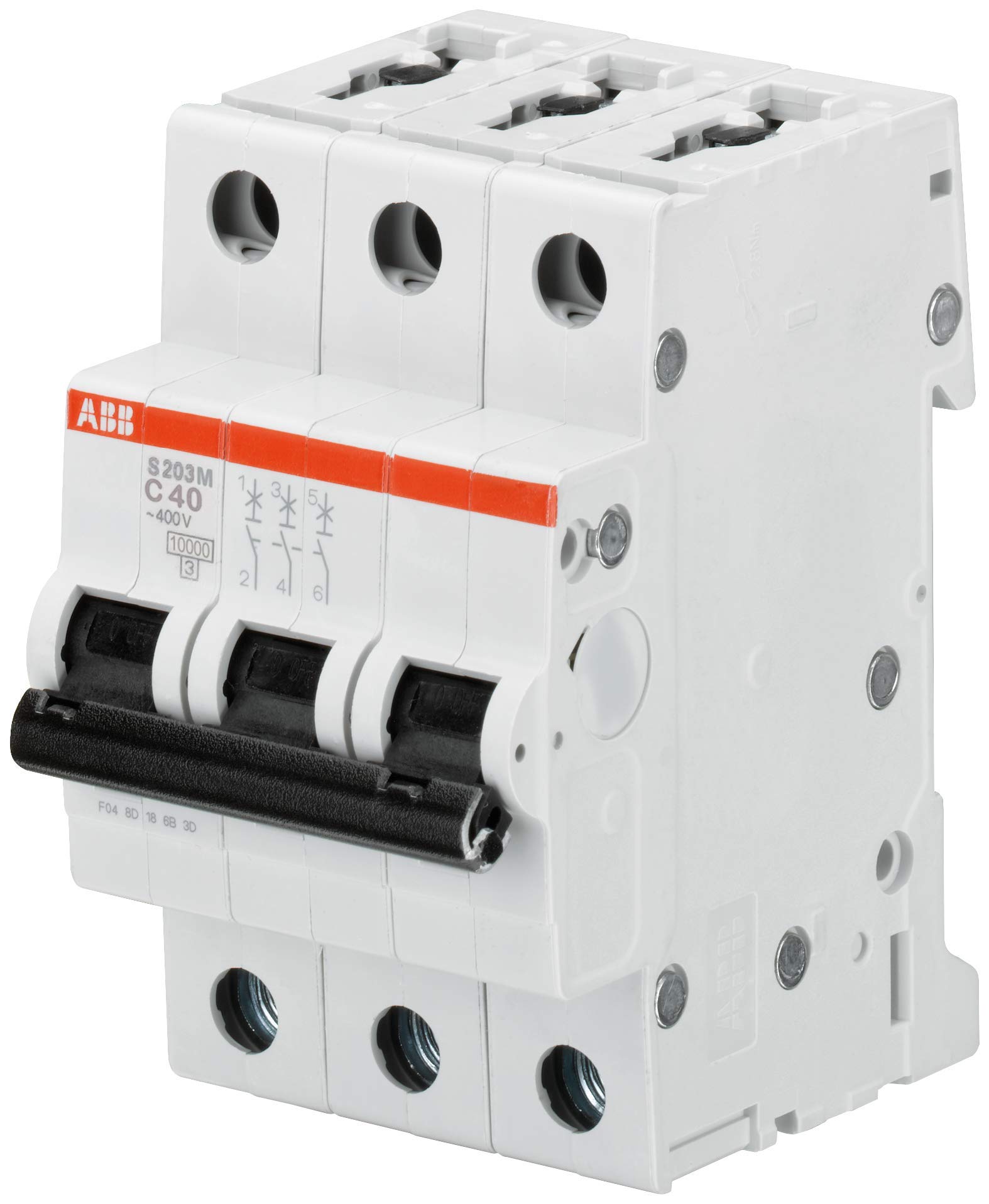 ABB S203M-D10 Miniature Circuit Breaker, 3 Pole, Type D, 10kA/15kA Breaking Capacity, 10 Amp Current (2CDS273001R0101) — image 1