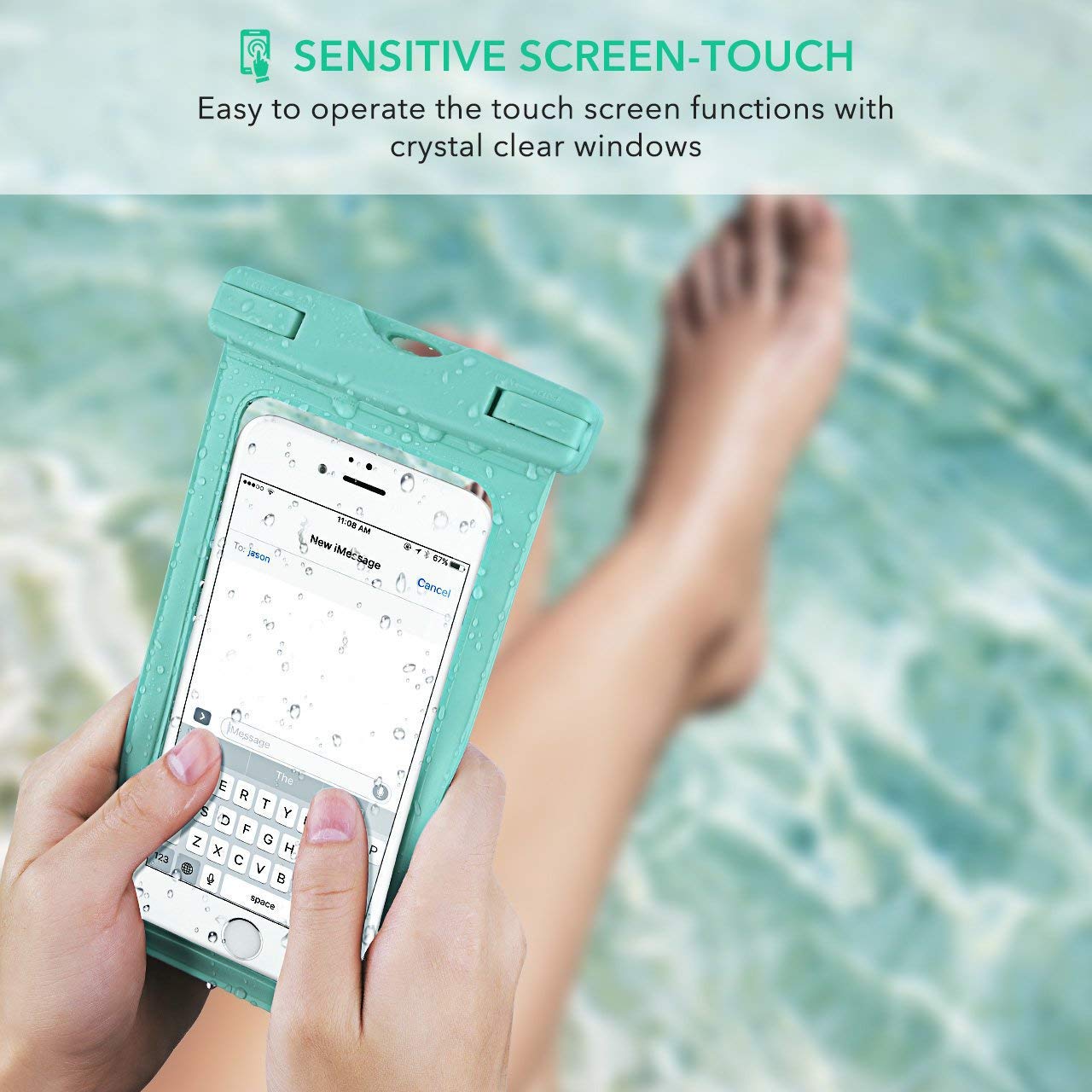 GLBSUNION Universal Waterproof Case, IPX8 Water Proof Phone Pouch Dry Bag Compatible for iPhone Xs Max/XR/X/8/8P/7/7P Galaxy up to 6.5\