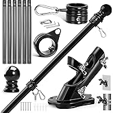 Anovo Flag Pole Kit- Upgraded Holder, Stainless Steel 7 FT Flag Poles with1 Inch Metal 360° Rotating Flag Pole Rings Two-Position Flag Pole Bracket Mounting for Outside House Porch (7 FT - Black)