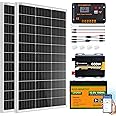 ECO-WORTHY 200 Watt 12V Complete Solar Panel Starter Kit for RV Off Grid with Battery and Inverter: 2pcs 100W Solar Panel + 30A Charge Controller + 100Ah Lithium Battery + 600W Premium Solar Inverter