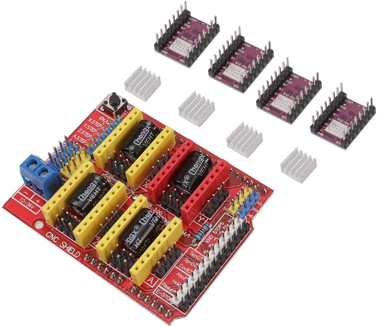 Luxuglow CNC V3 Shield Expansion Board + 2X TI DRV8825 D3U1 Stepper Driver Modules with Heatsinks for Arduino V3 Engraver 3D Printer